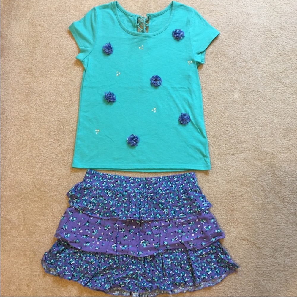 Justice size 10 floral skirt set